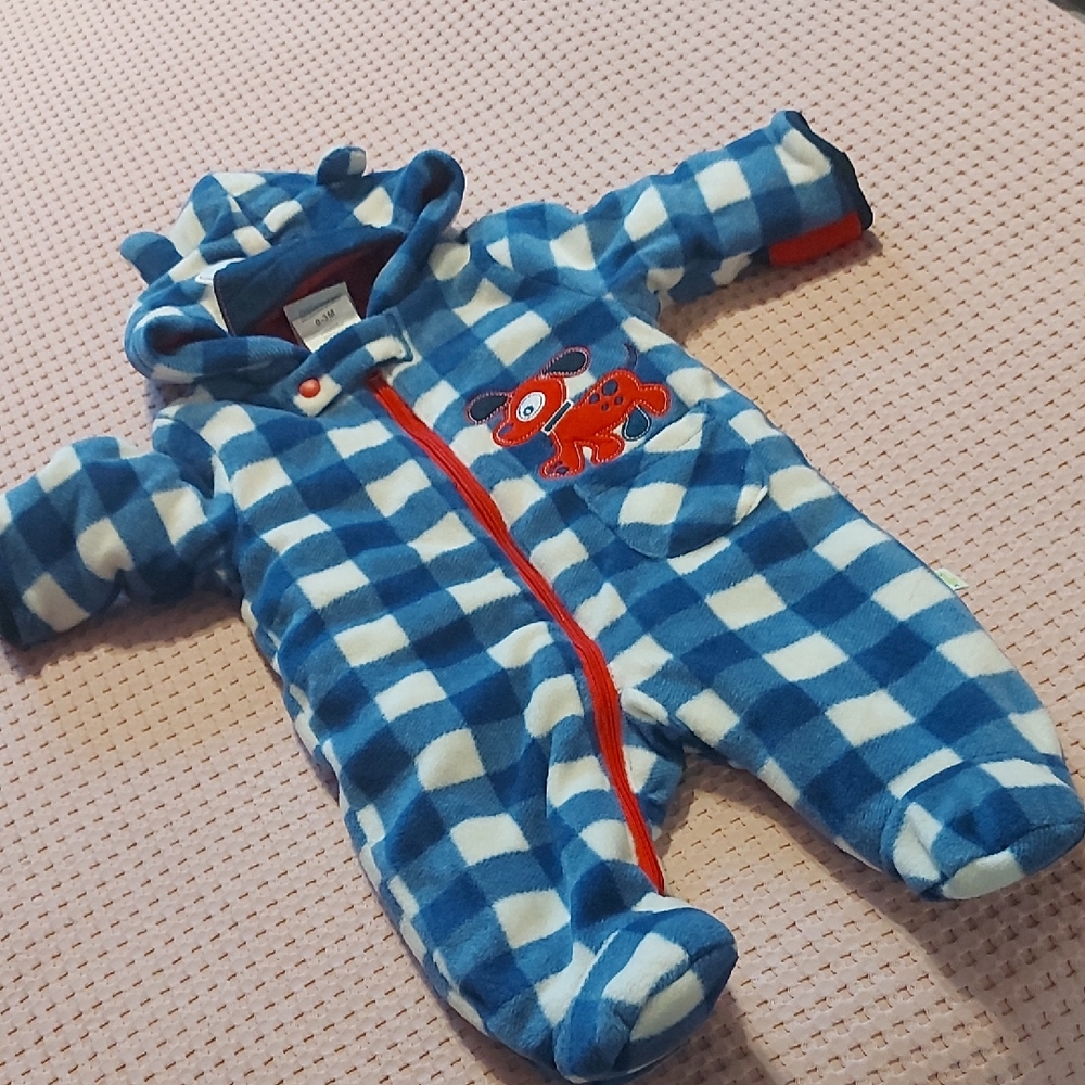 Adorable Blue and White Checkered Kids Footie